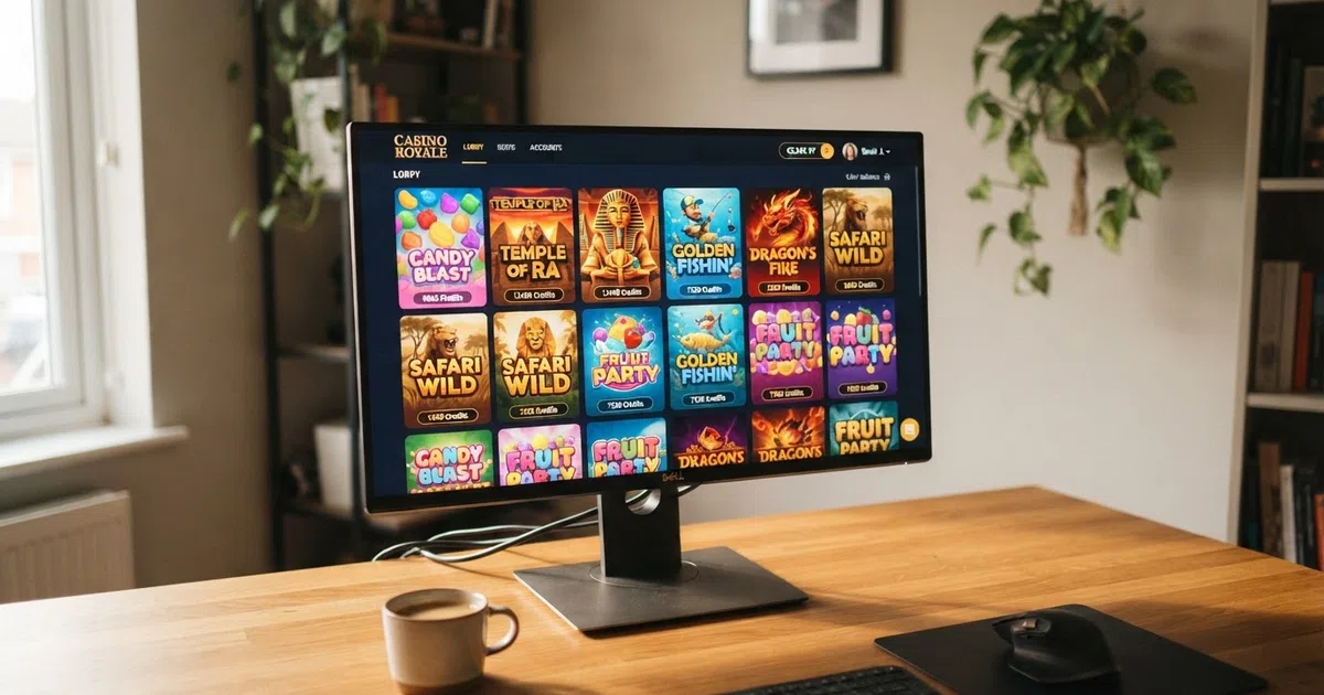 A Pragmatic Play casino game lobby showing Sweet Bonanza, Gates of Olympus and Big Bass Bonanza slot tiles arranged in a grid on a desktop browser