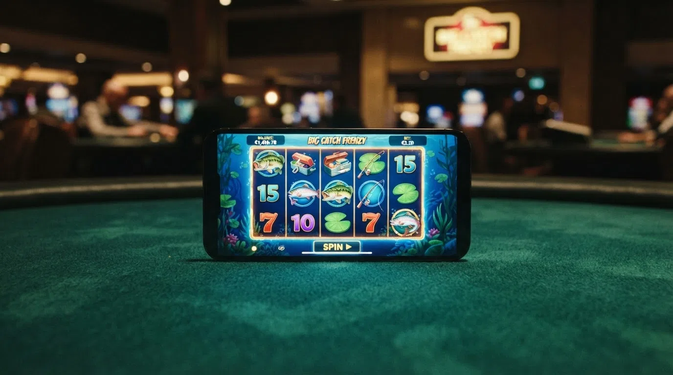 Big Bass Splash slot game reels on screen with the spin button visible