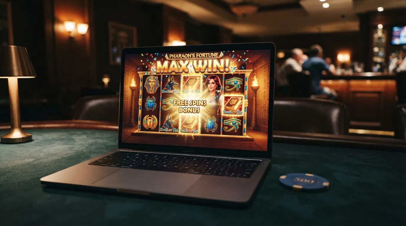 The Book of Dead slot game screen showing Rich Wilde, Egyptian-themed reels and the 5,000× max win banner