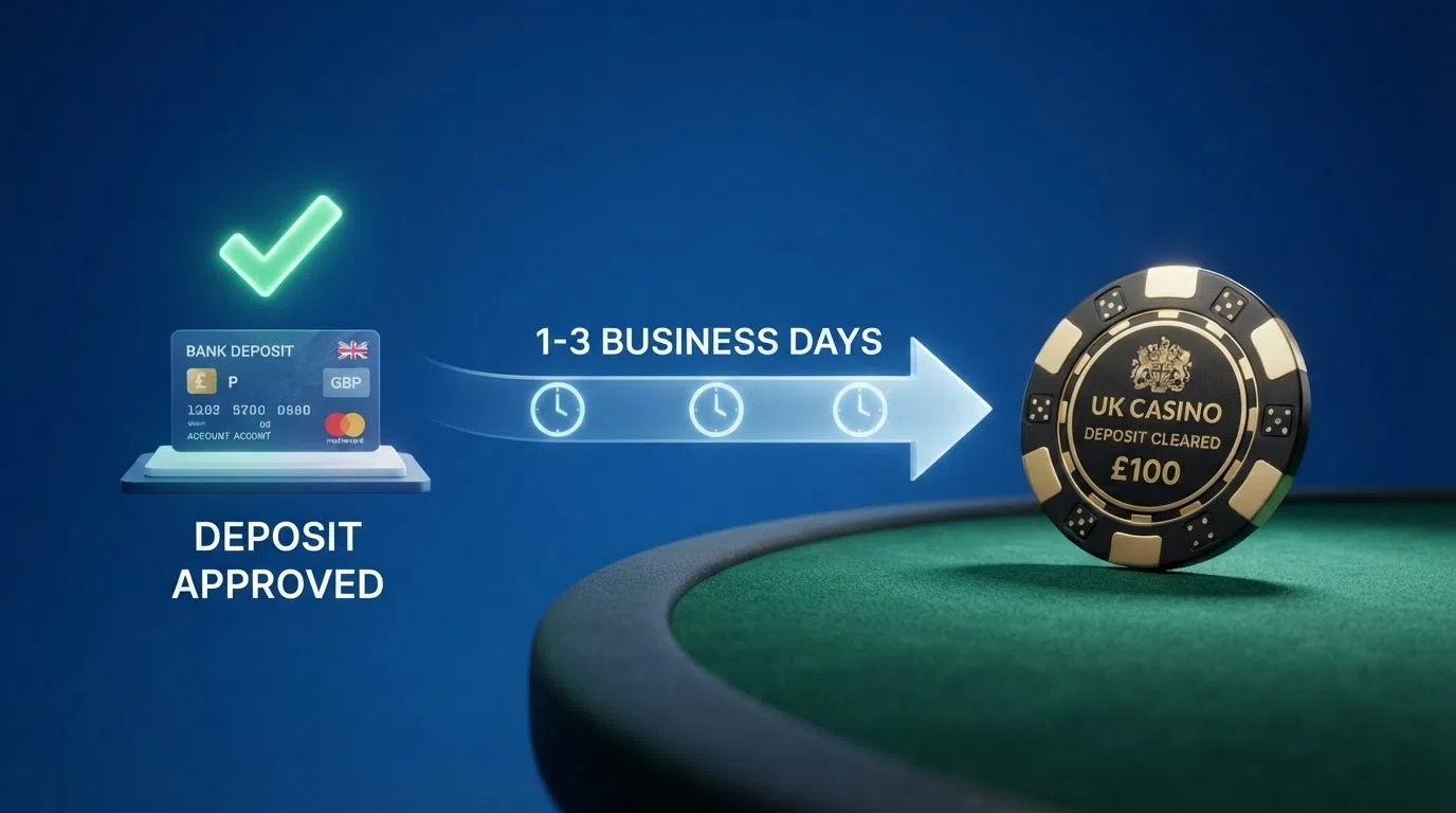 A timeline showing a deposit moving from approval to bank clearing over several business days