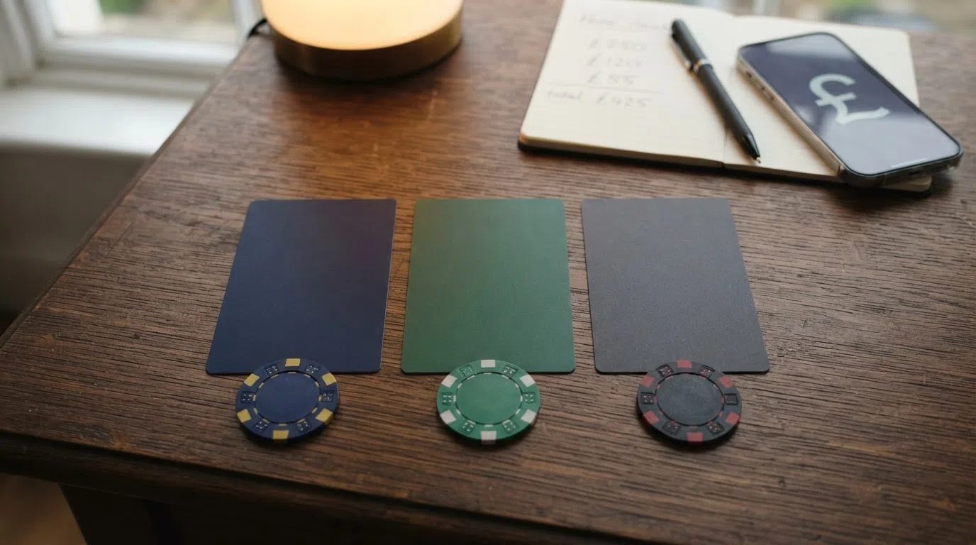 A side-by-side arrangement of UK casino brand cards showing Dream Catcher availability, with bonus free-spin counts and wagering-multiplier labels beneath each