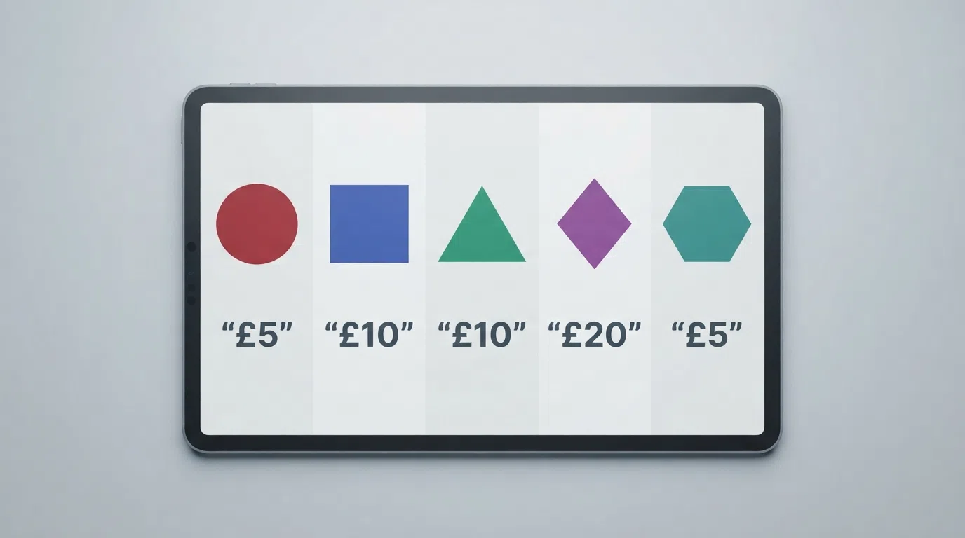 A side-by-side comparison view of UK casino operator logos and their minimum deposit amounts displayed on a screen