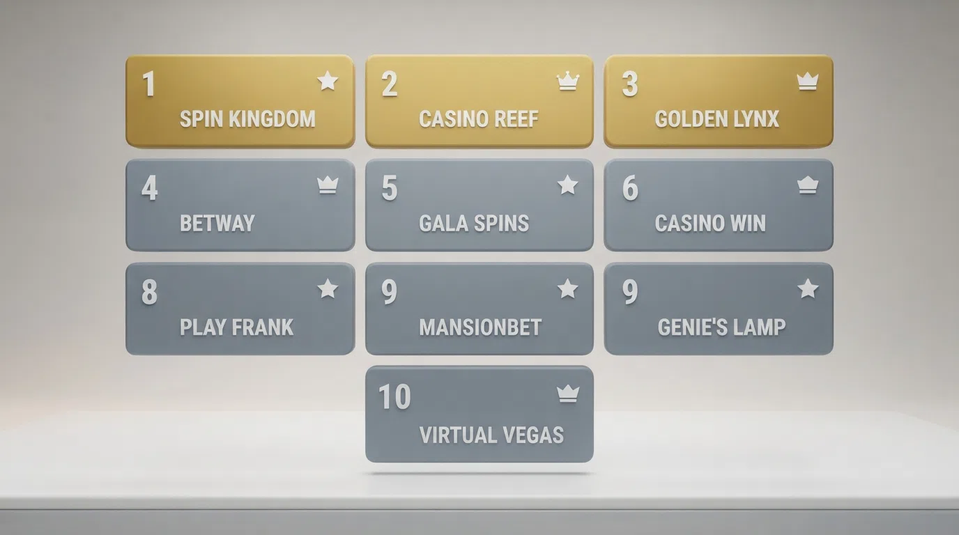 A comparison layout showing UK casino brand logos arranged in a ranked grid, with the top three — Sky Vegas, Betfair and Paddy Power Games — highlighted in a distinct colour to mark their no-deposit status